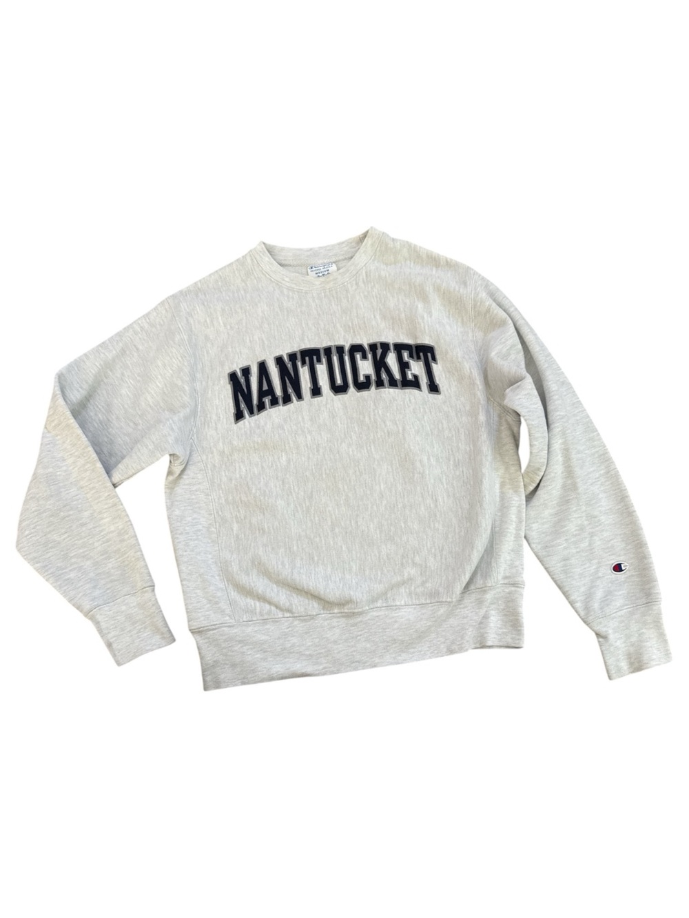 Champion Reverse Weave Nantucket Spellout Pullover Crewneck Sweatshirt Grey | M